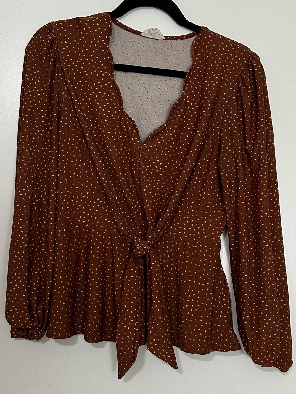 Women's Rust Orange/Brown Tie-Front Blouse
